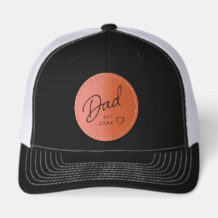 Dad EST Year Personalized Keepsake Leather Patch Hat