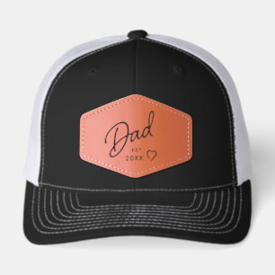 Dad EST Year Personalized Leather Patch Hat
