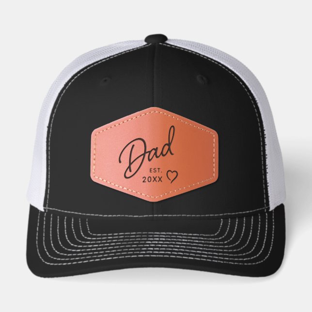 Dad EST Year Personalized Leather Patch Hat (Front)