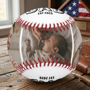 Dad Established 3 Photo Gift Father Keepsake Baseball
