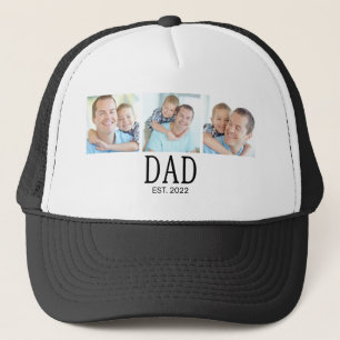 Dad Established 3 Photo Trucker Hat