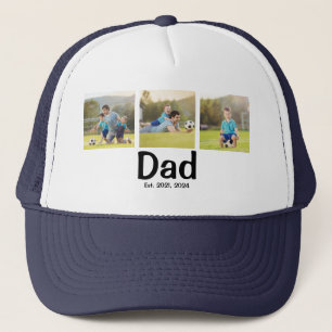 Dad Established 3 Photo Trucker Hat