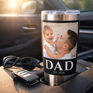 Dad Established Black 2 Photo Insulated Tumbler