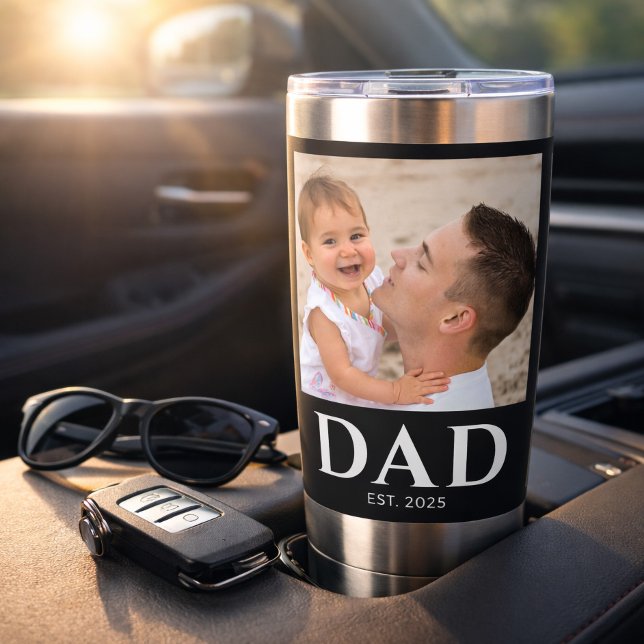 Dad Established Black 2 Photo Insulated Tumbler (Creator Uploaded)
