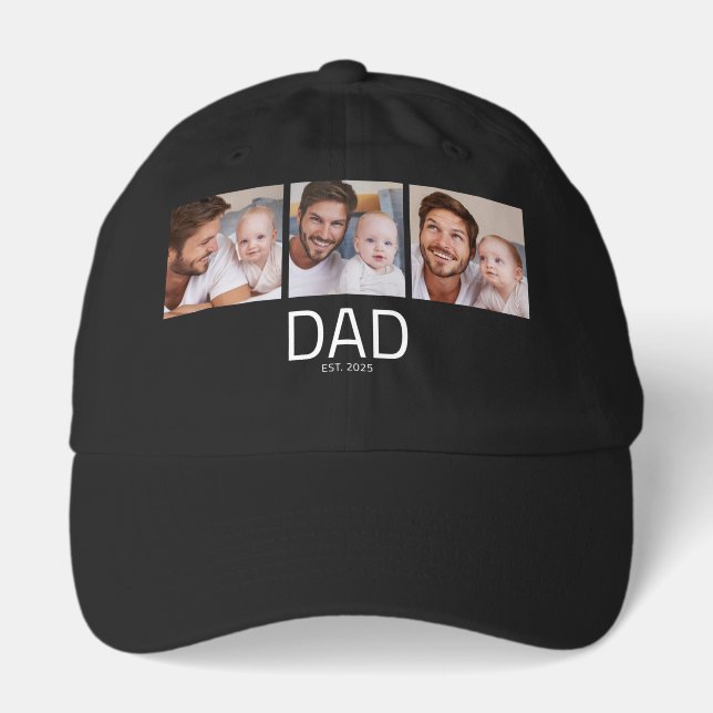 Dad Established Black 3 Photo Hat (Front)