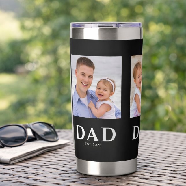 Dad Established Black 3 Photo Insulated Tumbler (Creator Uploaded)