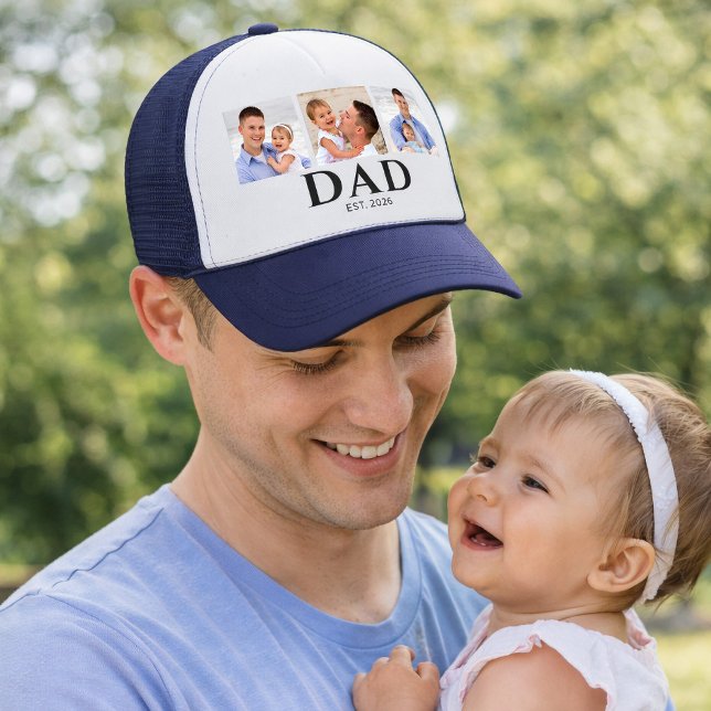 Dad Established Black 3 Photo Trucker Hat (Creator Uploaded)