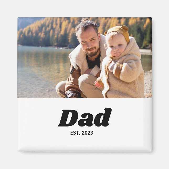 Dad Established Black Bold Typography Magnet (Front)