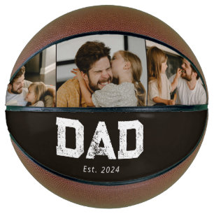 Dad Established Black Fun 3 Photo Basketball