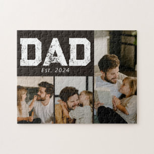 Dad Established Black Fun 3 Photo Jigsaw Puzzle