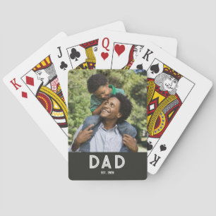 Dad Established Black Photo Gift Father's Day Poker Cards
