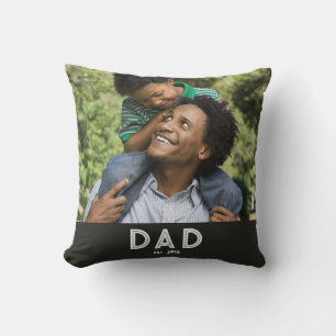 Dad Established Black Photo Gift Father's Day Throw Pillow