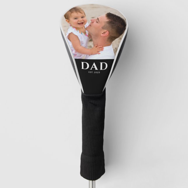 Dad Established Black Photo Golf Head Cover (Front)
