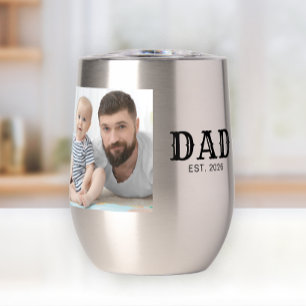Dad Established Black Typography Photo Thermal Wine Tumbler