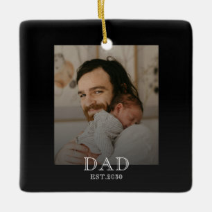 Dad Established Black White Photo Ceramic Ornament