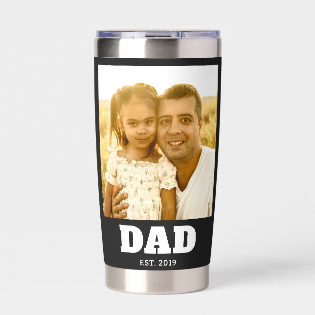 Dad Established Bold Black 2 Photo Insulated Tumbler (Front)