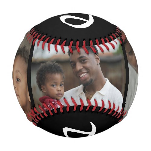 Dad Established Bold Black 3 Photo Baseball