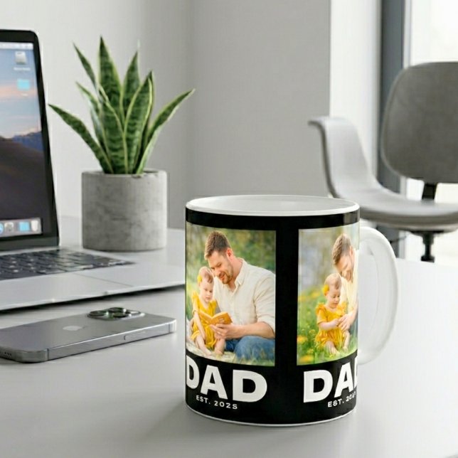 Dad Established Bold Black 3 Photo  Coffee Mug (Creator Uploaded)