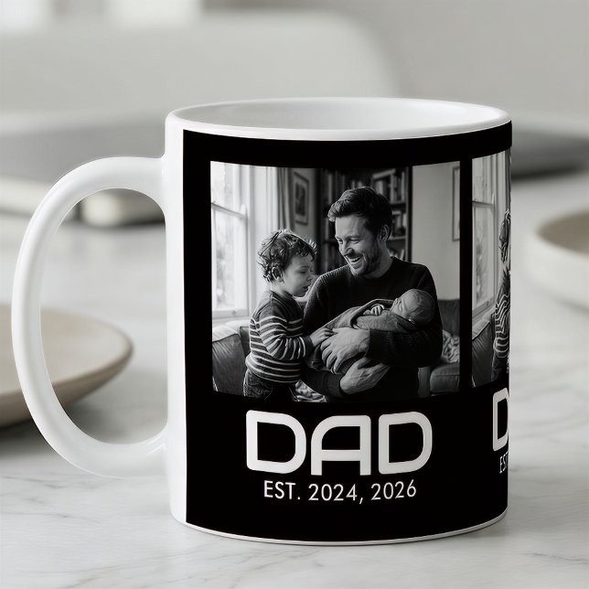 Dad Established Bold Black 3 Photo Coffee Mug (Creator Uploaded)