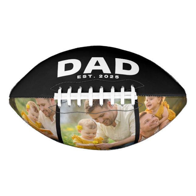 Dad Established Bold Black 3 Photo  Football (Front)