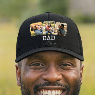 Dad Established Bold Black 3 Photo Hat