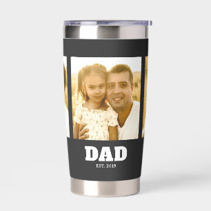 Dad Established Bold Black 3 Photo Insulated Tumbler
