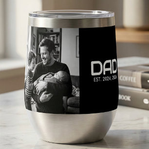 Dad Established Bold Black Photo Thermal Wine Tumb Tumbler