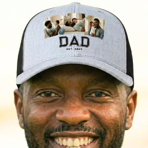 Dad Established Bold Gray Black 3 Photo Hat