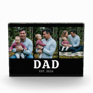 Dad Established Bold Modern Black 3 Photo Acrylic Award