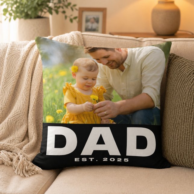 Dad Established Bold Modern Photo Throw Pillow (Creator Uploaded)