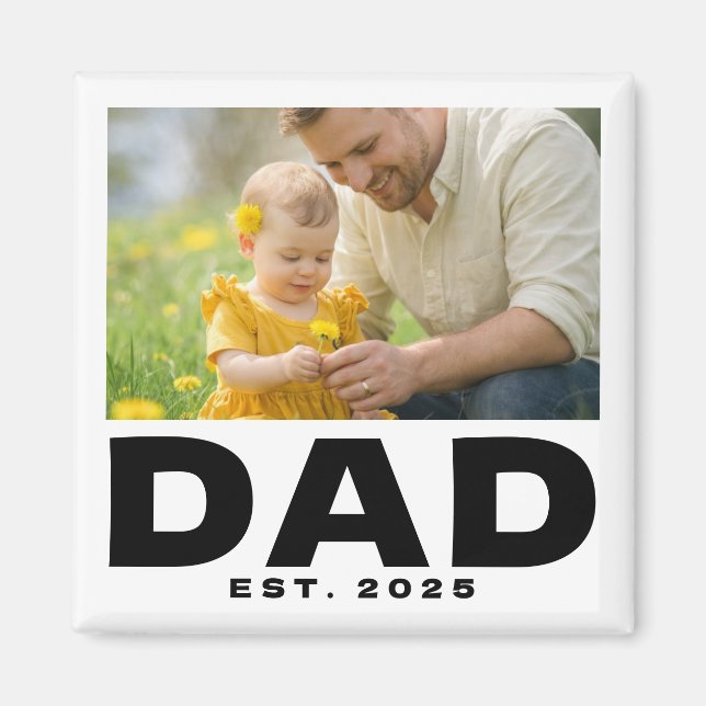 Dad Established Bold Photo Gift Magnet (Front)