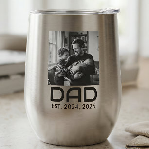 Dad Established Bold Photo Thermal Wine Tumbler