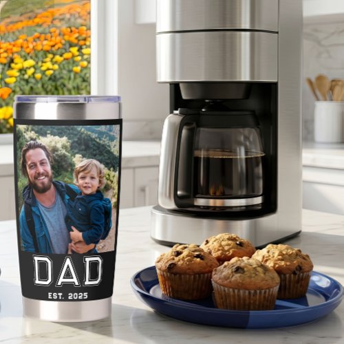 Dad Established Bold Typography 2 Photo Insulated Tumbler