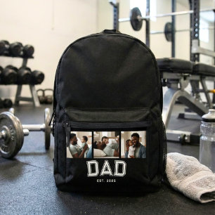 Dad Established Bold White New Father 3 Photo Printed Backpack