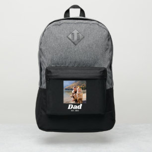 Dad Established Bold White Typography Photo Port Authority® Backpack