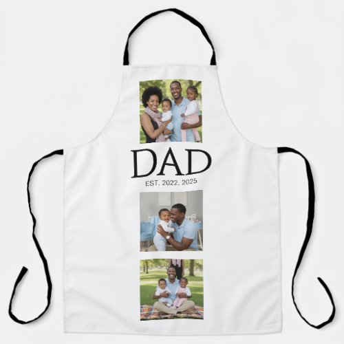Dad Established Caps Black 3 Photo Fathers Day  Apron