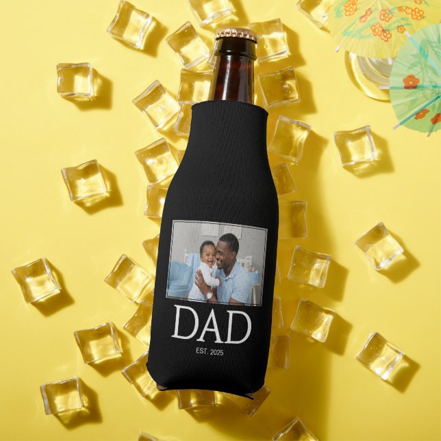 Dad Established Classic Caps Photo Bottle Cooler (In Situ Summer)