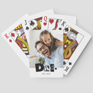 Dad Established Custom Family Photo Modern Poker Cards