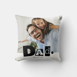 Dad Established Custom Family Photo Modern Throw Pillow