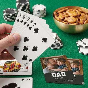 Dad Established Custom Modern Bold Text Poker Cards