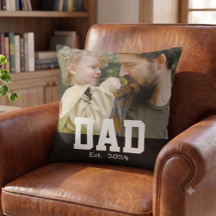 Dad Established Custom Modern Bold Text Throw Pillow