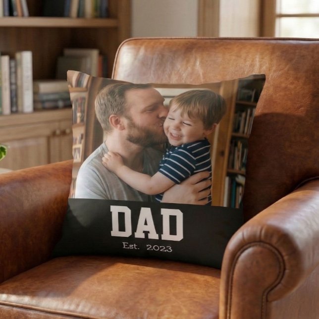 Dad Established Custom Modern Bold Text Throw Pillow (Creator Uploaded)