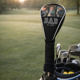 Dad Established Custom Year 3 Photo Golf Head Cover