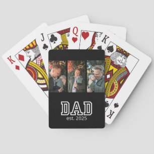 Dad Established Custom Year 3 Photo Poker Cards
