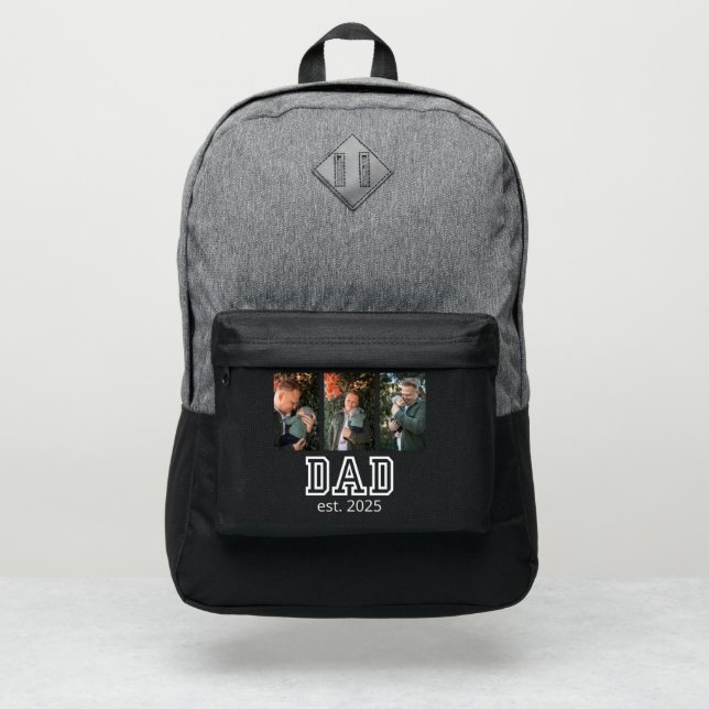 Dad Established Custom Year 3 Photo Port Authority® Backpack (Front)