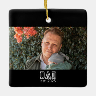 Dad Established Custom Year Photo Father Keepsake Ceramic Ornament