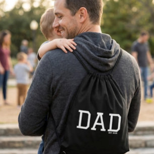 Dad Established Customizable Year Father's Day  Drawstring Bag