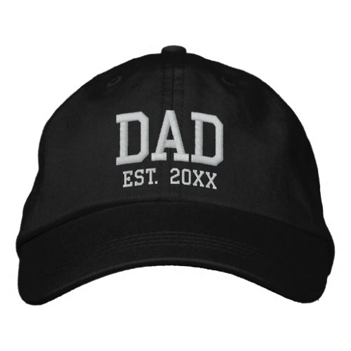 Dad Established date black white custom athletic Embroidered Baseball Cap