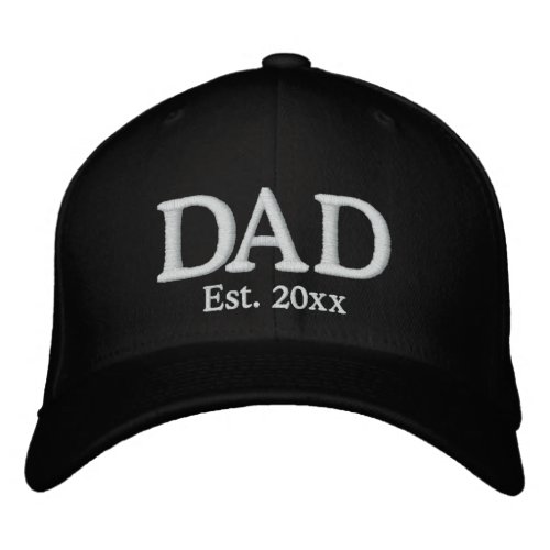 Dad Established date black white custom modern Embroidered Baseball Cap