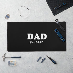 Dad established date modern typography black desk mat
